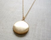 Solitaire - small round brass locket 14k gold filled necklace - simple everyday jewelry