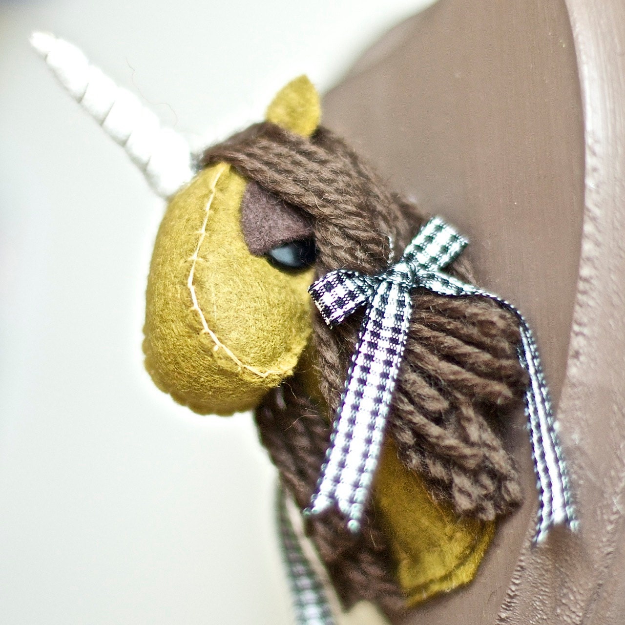 Brown and Yellow Taxidermy Unicorn Head