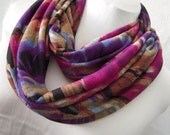 Painted Look Floral Sweater Knit Infinity Scarf - Circle Scarf - Tube Scarf