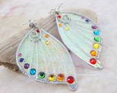 Sihaya Designs Faery Wing Earrings - Rainbow Glitter Wings- Fairy Wing Jewelry