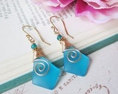A Day At The Shore - Mediterranean Blue Sea Glass Earrings