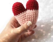 valentine toy rattle heart baby plushie toddler  .. baby pink and ruby