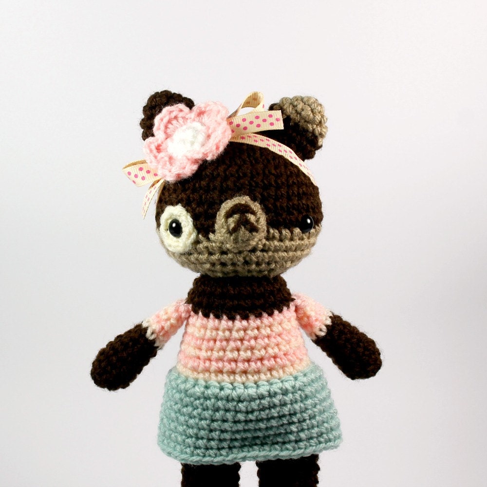 stuffed plush doll, puppy dog terrier toy, girl amigurumi toy .. little gypsy