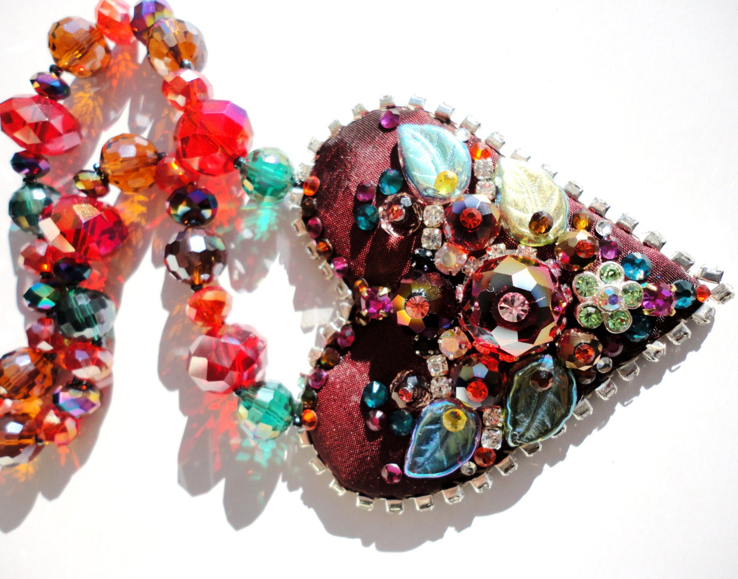 Be my little Valentine, crystalized Heart pendant necklace