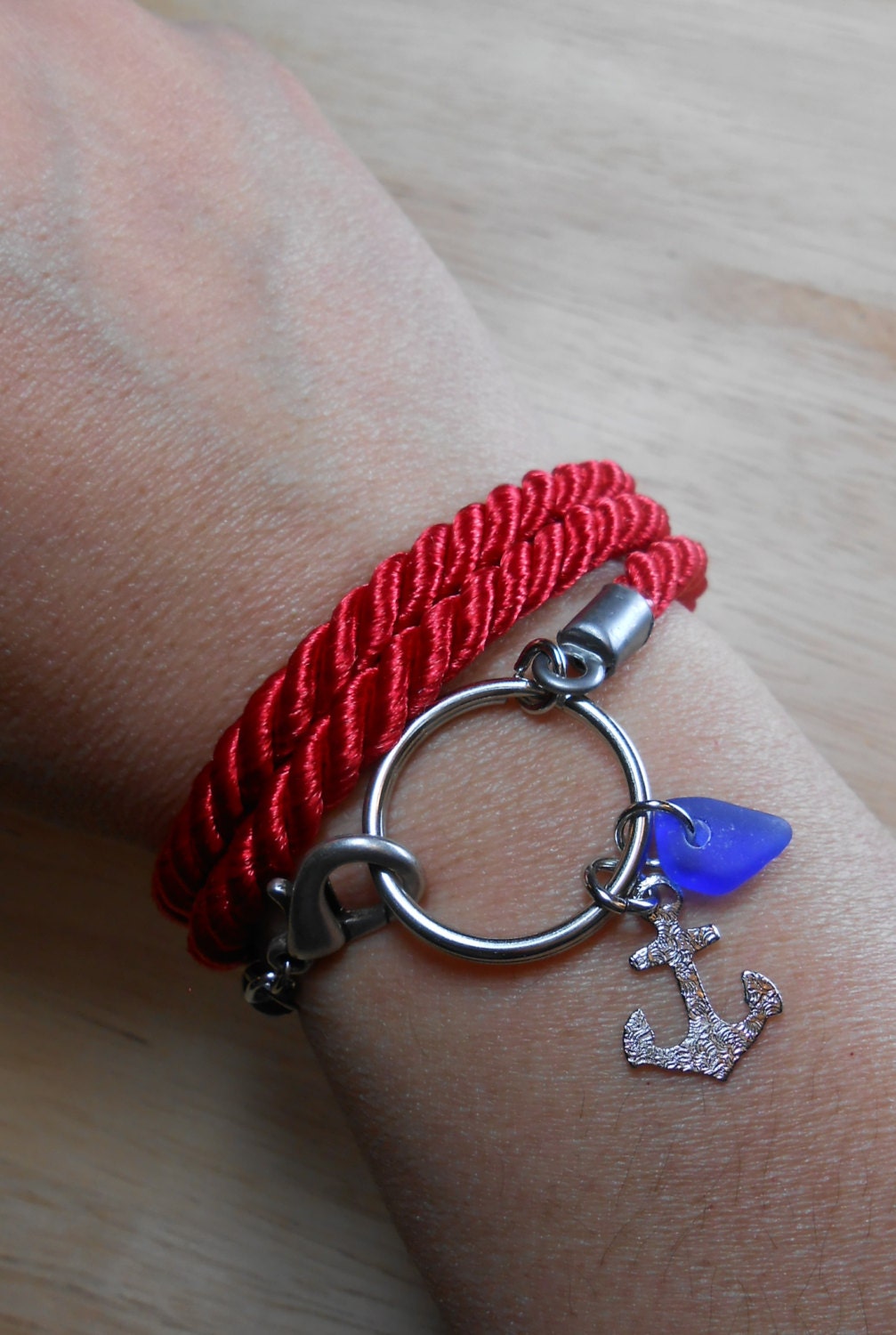 Sea Glass Jewelry - Sea Glass Nautical Wrap Bracelet / Necklace / Anklet  - JACOB'S LADDER
