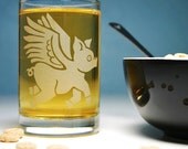 Flying Pig - Juice Glass - winged pig - bacon angel