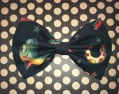 Black Tattoo Flash Fabric Hair Bow