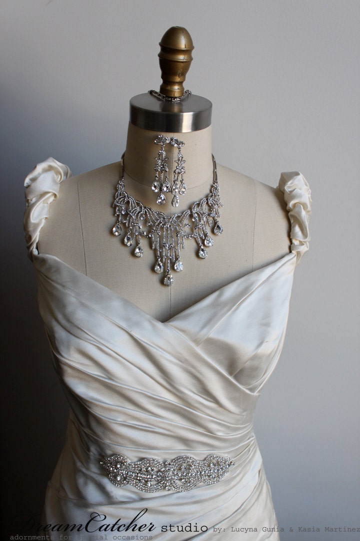 Boni crystal set, Necklace and earrings, wedding jewelry, wedding, bridal jewelry, vintage necklace,crystals and  swarovski crystals