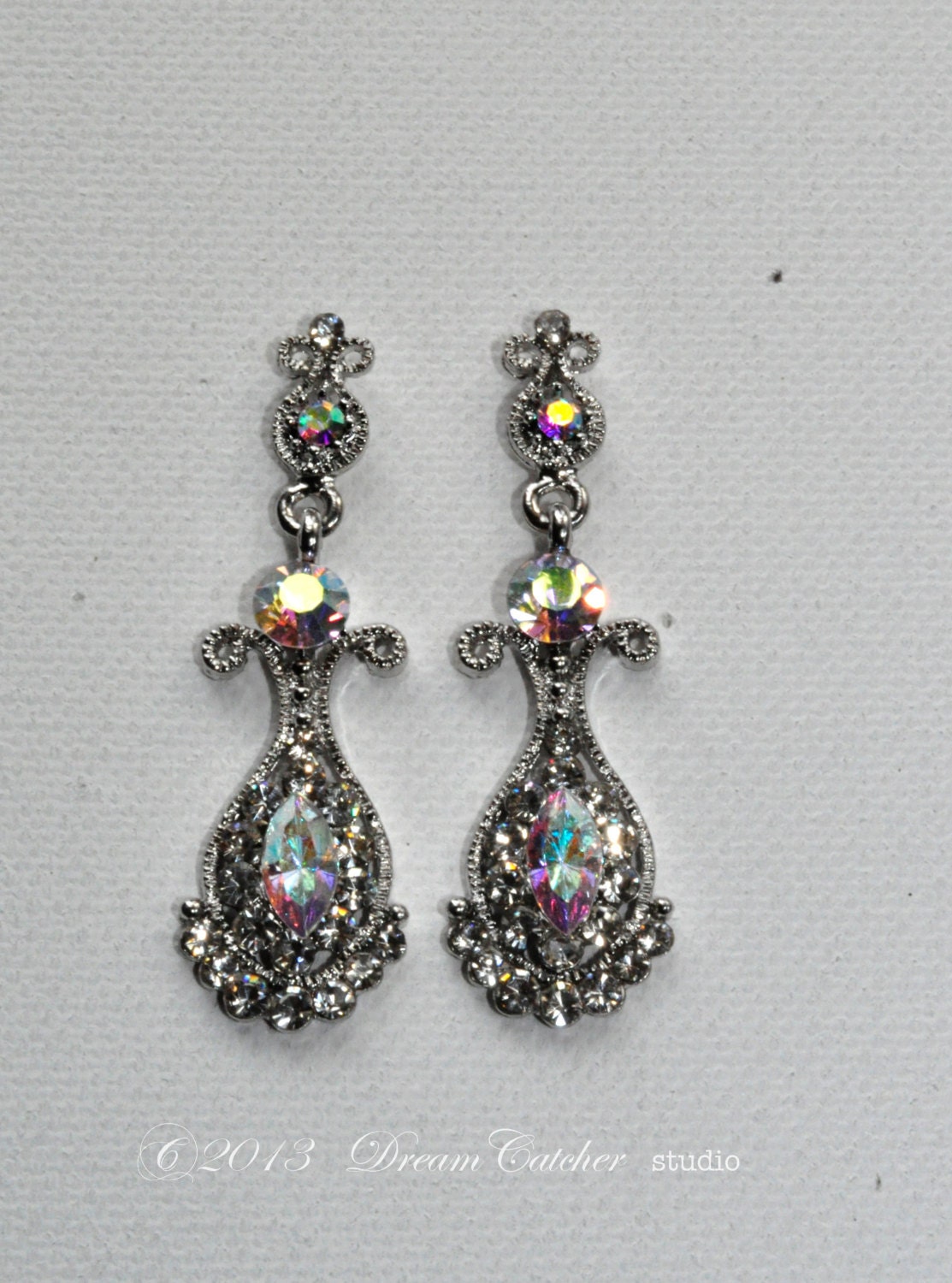 Lillian Earrings, Wedding Jewelry Bridal Earrings Bridesmaid Earrings Dangle Earrings Clear White Crystal Tear drop Earrings
