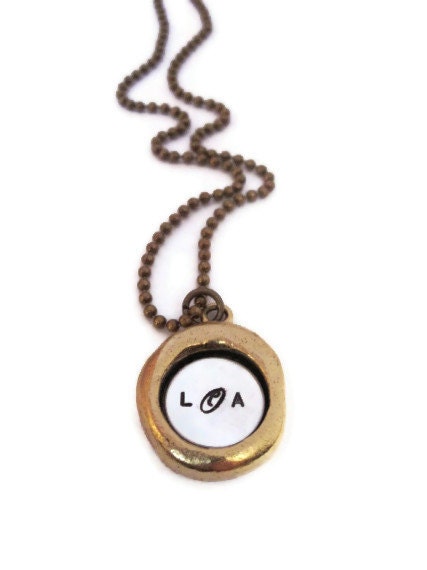 Personalized necklace Antique brass and sterling silver hand stamped insignia necklace