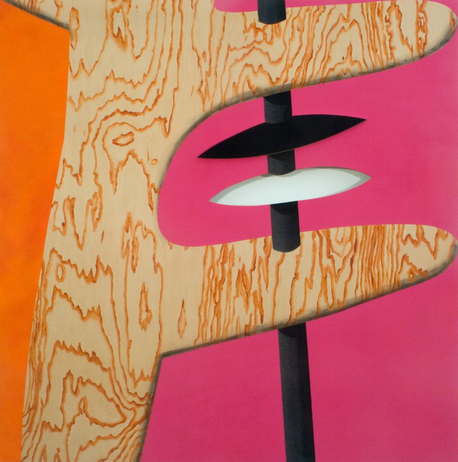 Original Mid Century Modern Inspired Mixed Media Abstract Painting Noguchi Lamp