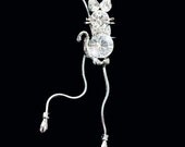 Swarovski Crystal Big Stone KITTY CAT Kitten Pendant Adjustable Chain Necklace meow Cute Christmas Best Friend Gift New