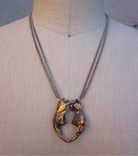 Muskrat Jaw Necklace bonze & sterling silver