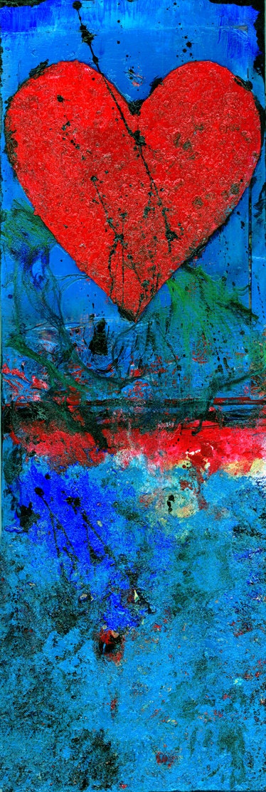 Heart's Desire ... Large contemporary abstract Mixed Media Heart art painting by Kathy Morton Stanion EBSQ