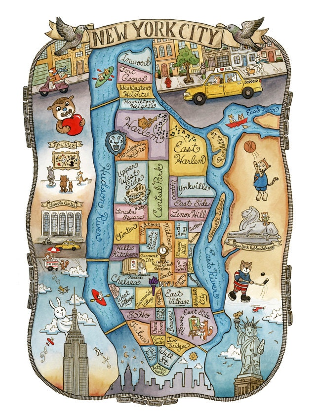 New York City Map Art Print 8" x 10"