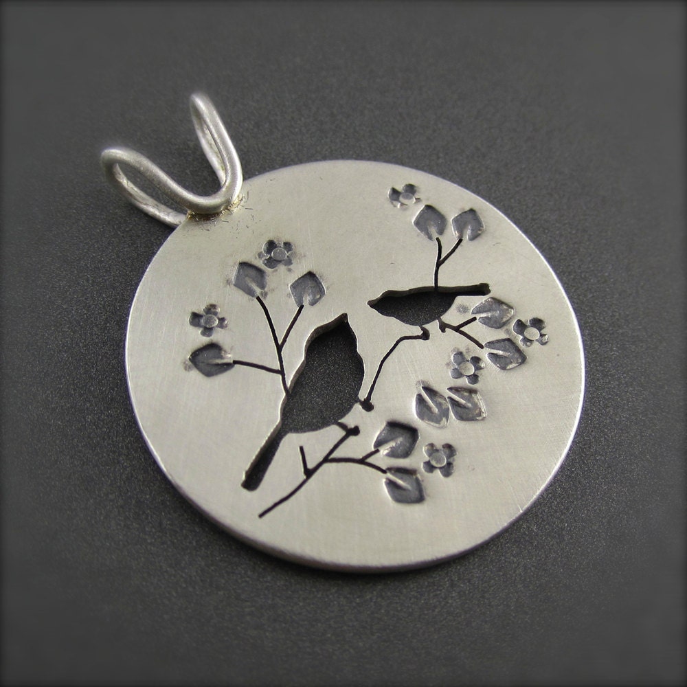 Springtime Chickadee Pendant in Silver