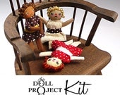 Tiny Doll Kit : Grumpy Rag Dolls Trio of Dollhouse Miniature Size Primitive Doll Set