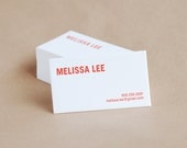 Letterpress Business Cards : Modern Block Personalized Calling Cards - 50 w custom text & ink color choice