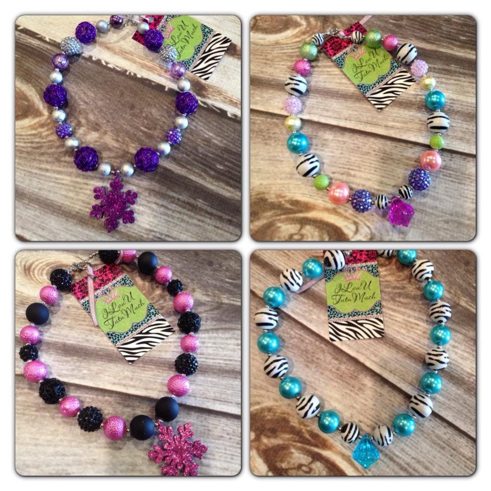 Children's Necklaces, Glitter Necklaces, Minnie MouseKids Necklace, Chunky Necklace, Beaded Gumball Necklace, Child Girls Necklace