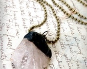 Pink Rose Quartz Necklace, Pink Crystal Necklace, Soldered Rose Quartz Pendant, Tumbled Rose Quartz Jewelry, Love Crystal Necklace