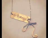 custom bar with initial necklace gold filled chain with brass