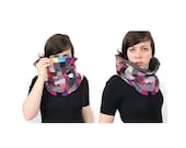 Womens Cowl Neckwarmer Colorful Patchwork Organic Cotton Hemp and Vintage Fabrics Fleece Lined // by Nicoles Threads