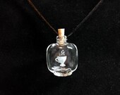 Teacup Etched Tiny Bottle Pendant