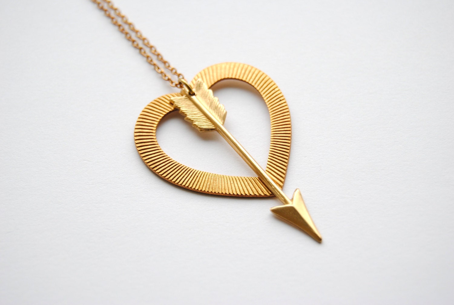 Vintage Heart and Arrow Necklace - Handmade Jewelry - Free Shipping in the US - Summer Fashion