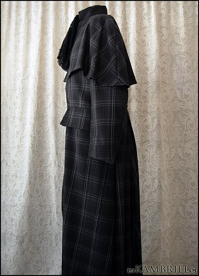 Black Tartan Greatcoat by Kambriel