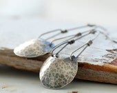 Hammered Silver Earrings, Metalwork Earrings, Long Dangle Earrings, Statement Earrings, Rustic Earrings - Luna