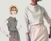 Vintage 60s Simplicity 6166 MOD Designer Fashion Mad Men Dress with Blouson Bodice and Cowl Neckline Sewing Pattern Size14 Bust 34