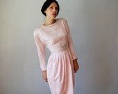 vintage CUTOUT sequin FLAPPER dress /  pink SILK brocade party dress