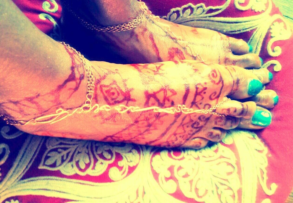 Red Gold goddess  foot bracelet