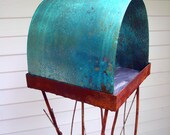 Weave series Bird Feeder No.1 with copper robins egg blue roof