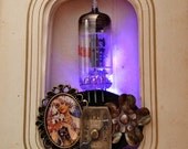 Light up steampunk jewelry - purple LED brooch - Art Nouveau jewelry - steampunk pin