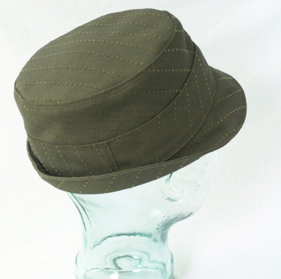 Fedora in Green Pinstripe Denim : Womens Hats, Mens Hats - L - The Henley
