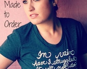 MADE TO ORDER. Medium Mr. Darcy Proposal/Pride and Prejudice. Women's T-shirt American Apparel in Heather Black