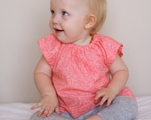 Baby Toddler Blouse in Cotton Voile - Bubblegum Firecracker -  12 Month Size