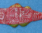 Red Carpe Diem ceramic Fish wall decoration, Red fish Carpe diem ceramic fish, Big Fish, Big Red Fish