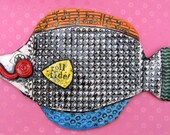 Alabama, Roll Tide ceramic fish, decorative houndstooth ceramic fish, Crimson tide ceramic fish