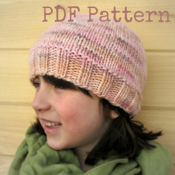 Instant Download Knitting Pattern - Knit Hat Knitting Pattern - Knit Hat Pattern for Youth, Men and Women - OnTheRound Basic Beenie