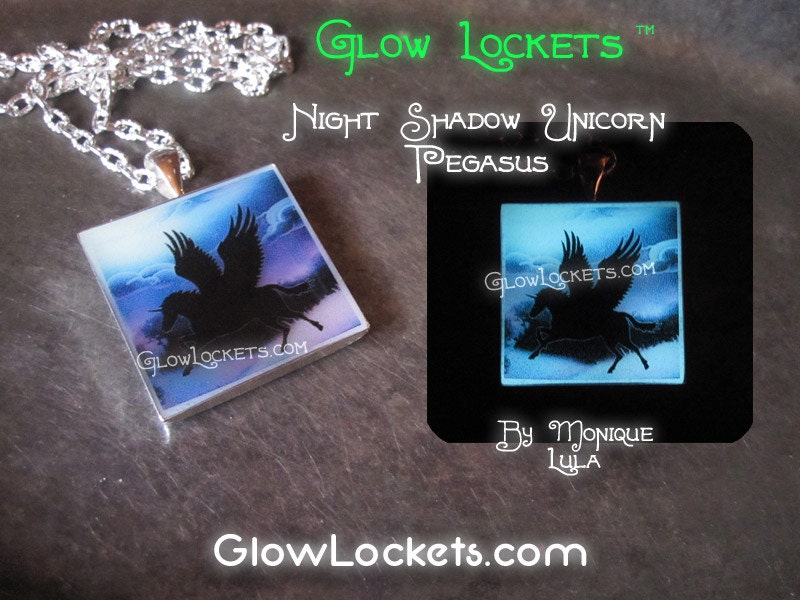 Shadow Pegasus Winged Horse Unicorn Glow Pendant
