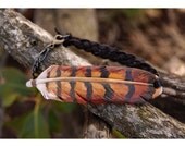 Juvenile Red Tailed Hawk Tail Feather Leather Bracelet