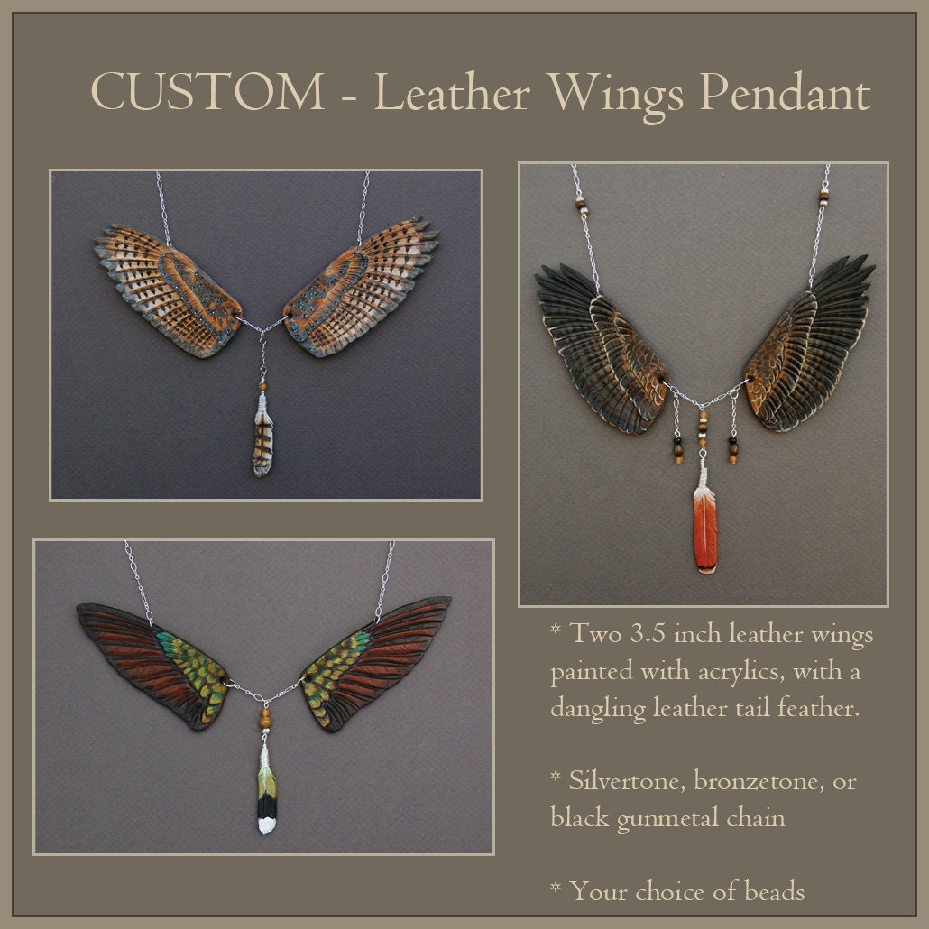 CUSTOM Leather Wings Pendant