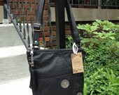 Cross Body in Black Leather with Rivets