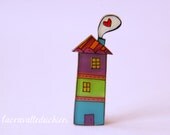 House brooch, house jewelry, illustrated jewelry
