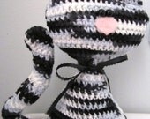 Black White and Gray Hand Crochet Kitty Cat Stuffed Animal