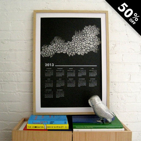 2013 Wall Calendar: Succulent Paper Cut Poster