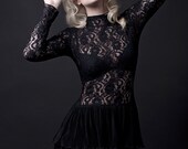 Black Lace and Chiffon Dress-Made to Order - decadentdesignz