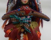 Vintage Indian Printed Multi-colored One of a Kind Cloth Art Doll - Mother's Day gift.